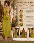 Women's Bohemian Halter Neck Beaded Drawstring Dress