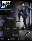 Men's 5-Piece Patchwork Jacket Athletic Workout Set