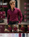 Men's Wrinkle-Free 4-Way Stretch Business Casual Long Sleeve Shirt