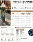 Damen Retro Schlagjeans mit Stickerei – High-Waist Stretch-Denimhose mit Vintage Blue Wash & schmalem ausgestelltem Bein