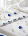 Women's Natural Swiss Blue Topaz Bracelet – 925 Sterling Silver Handmade Adjustable Gemstone Jewelry