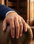 Men's Damascus Steel Ring – 8mm Gold Plated Wide Band Minimalist Statement Ring