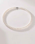 Women's Natural Freshwater Pearl Necklace – S925 Silver Clasp Bun and Flat Bead Design