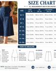 Women's Denim Blend A-Line Midi Skirt – High-Waisted Fade-Resistant