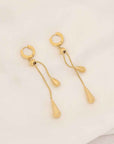 Women's Gold-Plated Tassel Earrings & Necklace Set – Titanium Steel Water Drop Pendant Fashion Jewelry