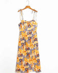 Women's Violet Print Suspender Long Dress – Flowing Viscose with Cotton Lining