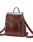 Damen Rucksack aus echtem Leder – Vintage-Rucksack mit großem Fassungsvermögen und mehreren Taschen