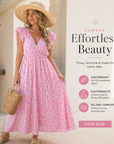 Women's Floral Printed Maxi Dress – Sleeveless V-Neck A-Line Beach Long Dress