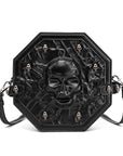 Gotische Umhängetasche in Sargform für Damen – PU-Leder Schultertasche mit Kettendetail und verstellbarem Riemen