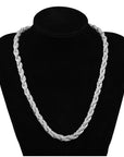 Men’s Hip-Hop Twist Chain Necklace – Geometric Diamond-Encrusted Chain with Thick Rope Design, Gold/Silver Finish & Bold Street Style