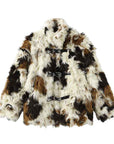 Women's Floral Faux Fur Coat – Eco-Friendly Plush Lapel Winter Jacket, Short or Long, S–L
