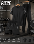 Men's 3-Piece Ice Silk Gym Set – T-Shirt, Shorts & Joggers