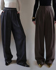 Gestreifte Anzughose für Damen – weite Hosenbeine, knöchellang, Retro High Street Hose