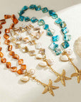 Women's Starfish and Shell Pendant Necklace – Boho Beach Clavicle Chain