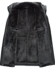 Herren Lammfellgefütterte Echtlederjacke – Wildleder-Mid-Length-Jacke mit Reißverschluss und Reverskragen
