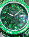 Men's Hip-Hop Full Rhinestone Quartz Watch , Luxury Green Alloy Fashion Timepiece