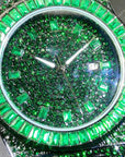Men's Hip-Hop Full Rhinestone Quartz Watch , Luxury Green Alloy Fashion Timepiece