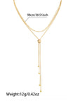 Women's Adjustable Y-Shaped Pearl Pendant Necklace – Korean Fashion Geometric Zinc Alloy Chain, 61–70cm