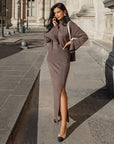 Women’s Loose Sweater & Split Skirt Set – Effortless Elegance for the Modern Socialite