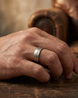 Men's Damascus Steel Ring – 8mm Gold Plated Wide Band Minimalist Statement Ring