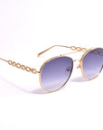 Damen Polarisierte Piloten-Sonnenbrille mit Kette – UV400 Metallrahmen Aviator-Brille mit CR39 Gläsern