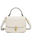 Women's Small Square Handbag – PU Leather Structured Bag with Metal Buckle, Crossbody & Shoulder Strap