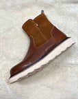 Men's Sheepskin Lined Winter Snow Boots – Waterproof Cowhide Leather, Mid-Calf, Side Zipper, EU 38–44, Black & Brown