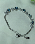 Women's Natural Swiss Blue Topaz Bracelet – 925 Sterling Silver Handmade Adjustable Gemstone Jewelry
