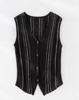 Damen Tencel Leinen V-Ausschnitt Strickweste