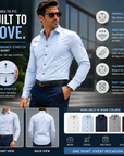 Men's Wrinkle-Free 4-Way Stretch Business Casual Long Sleeve Shirt