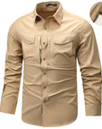 Herren Arbeitshemd – 96 % Polyester, Langarm, Revers, 4 Pattentaschen, lockere Passform, M–4XL, 6 Farben