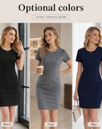 Women's Short Sleeve Professional A-Line Dress – Slim Fit Office Wear