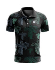 Polo de golf imprimé à manches courtes pour homme – Haut de golf floral en coton élasthanne respirant et performant