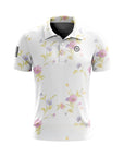 Polo de golf imprimé à manches courtes pour homme – Haut de golf floral en coton élasthanne respirant et performant