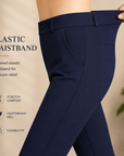 Women's Elastic High Waist Straight Leg Business Pants – Stretch Trousers