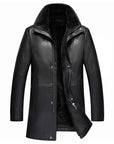 Herren Lammfellgefütterte Echtlederjacke – Wildleder-Mid-Length-Jacke mit Reißverschluss und Reverskragen