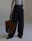 Gestreifte Anzughose für Damen – weite Hosenbeine, knöchellang, Retro High Street Hose