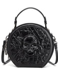 Gotische Umhängetasche in Sargform für Damen – PU-Leder Schultertasche mit Kettendetail und verstellbarem Riemen