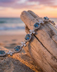 Women's Natural Swiss Blue Topaz Bracelet – 925 Sterling Silver Handmade Adjustable Gemstone Jewelry