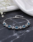 Women's Natural Swiss Blue Topaz Bracelet – 925 Sterling Silver Handmade Adjustable Gemstone Jewelry