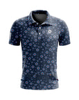 Polo de golf imprimé à manches courtes pour homme – Haut de golf floral en coton élasthanne respirant et performant