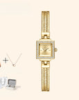 Women's Square Quartz Watch – Retro Alloy Bracelet Wristwatch