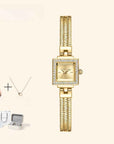 Women's Square Quartz Watch – Retro Alloy Bracelet Wristwatch