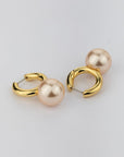 Women's Simple Large Pearl Hoop Earrings – French Style Gold & Silver Plated Minimalist Statement Jewelry