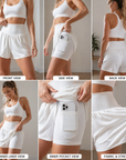 Women's High-Waist Quick-Dry Sports Two-Piece Set – Padded Bra & Shorts with Side Pocket, 4 Colors