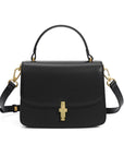 Women's Small Square Handbag – PU Leather Structured Bag with Metal Buckle, Crossbody & Shoulder Strap