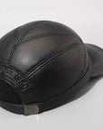 Men's First-Layer Cowhide Leather Baseball Cap – Adjustable Flat Brim Dome Cap, 56–60 cm