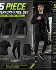 Men's 5-Piece Patchwork Jacket Athletic Workout Set
