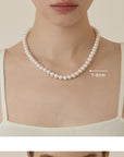 Collier de perles d'eau douce naturelles pour femme – Fermoir en argent S925, design perles rondes et plates haut de gamme
