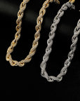 Men’s Hip-Hop Twist Chain Necklace – Geometric Diamond-Encrusted Chain with Thick Rope Design, Gold/Silver Finish & Bold Street Style